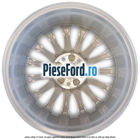 Janta aliaj 17 inch, 15 spite Sparkle Silver Ford Focus 2014-2018 2.0 TDCi ST 185 cp T8DA diesel