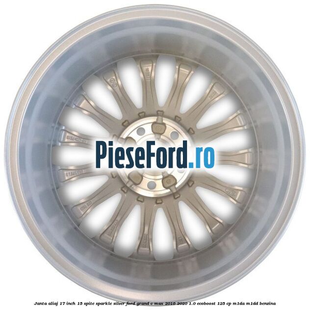 Janta aliaj 17 inch, 15 spite Sparkle Silver Ford Grand C-Max 2016-2020 1.0 EcoBoost 125 cp M1DA, M1DD benzina