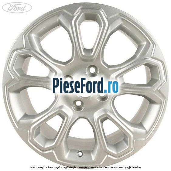 Janta aliaj 17 inch, 5 spite, argintiu Ford EcoSport 2019-2023 1.0 EcoBoost 100 cp SFJL benzina