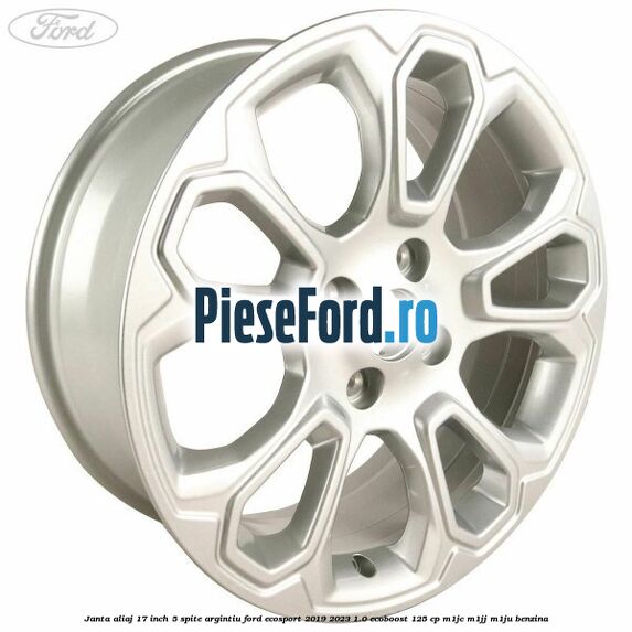 Janta aliaj 17 inch, 5 spite, argintiu Ford EcoSport 2019-2023 1.0 EcoBoost 125 cp M1JC, M1JJ, M1JU benzina