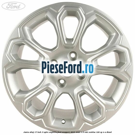 Janta aliaj 17 inch, 5 spite, argintiu Ford EcoSport 2019-2023 1.5 TDCi EcoBlue 120 cp n/a diesel