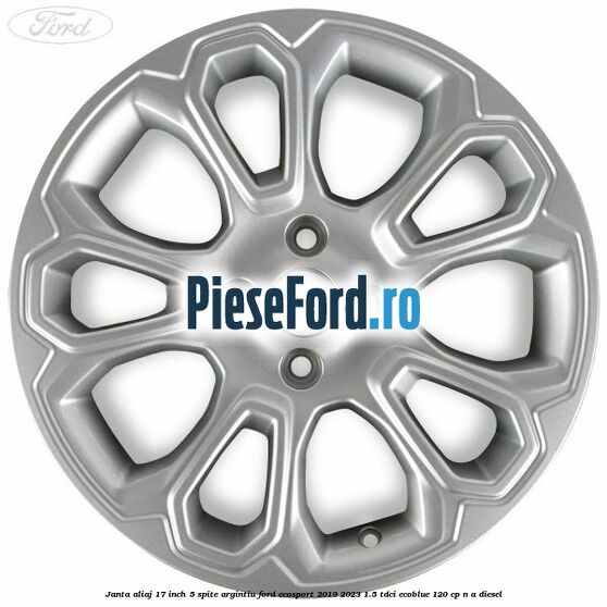 Janta aliaj 17 inch, 5 spite, argintiu Ford EcoSport 2019-2023 1.5 TDCi EcoBlue 120 cp n/a diesel