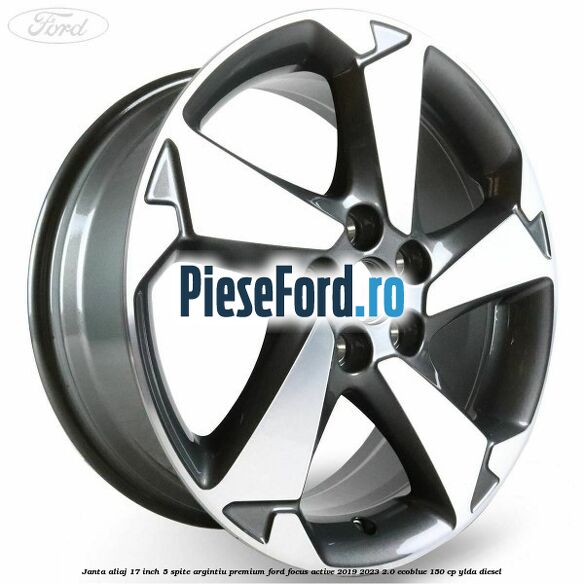 Janta aliaj 17 inch, 5 spite argintiu premium Ford Focus Active 2019-2023 2.0 EcoBlue 150 cp YLDA diesel