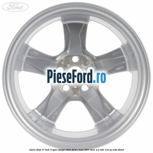 Janta aliaj 17 inch, 5 spite, design Silver Ford C-Max 2007-2011 2.0 TDCi 110 cp IXDA diesel