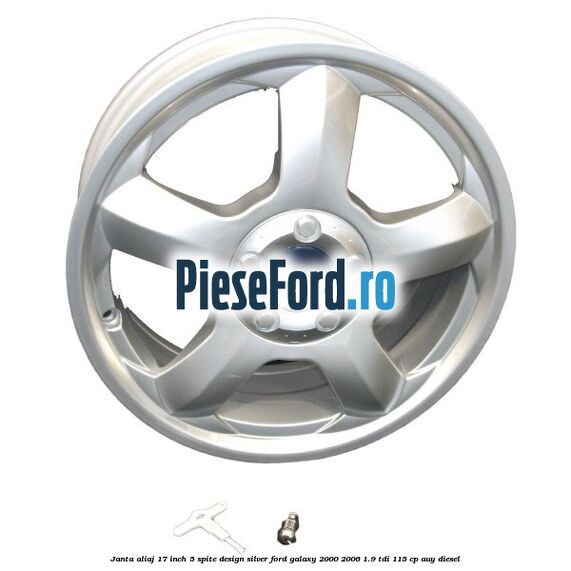 Janta aliaj 17 inch, 5 spite, design Silver Ford Galaxy 2000-2006 1.9 TDI 115 cp AUY diesel