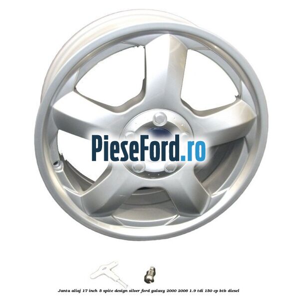 Janta aliaj 17 inch, 5 spite, design Silver Ford Galaxy 2000-2006 1.9 TDI 150 cp BTB diesel