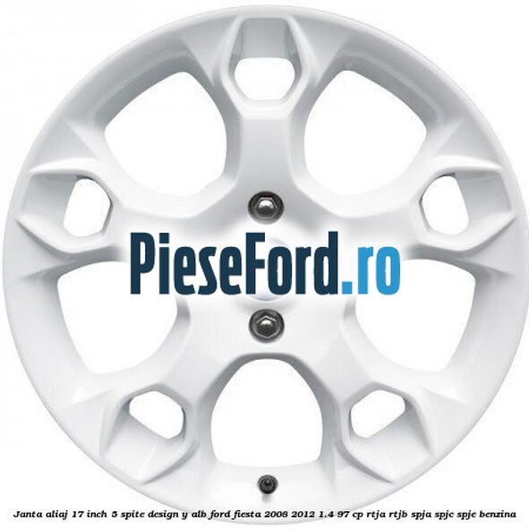 Janta aliaj 17 inch, 5 spite design Y alb Ford Fiesta 2008-2012 1.4 97 cp RTJA, RTJB, SPJA, SPJC, SPJE benzina