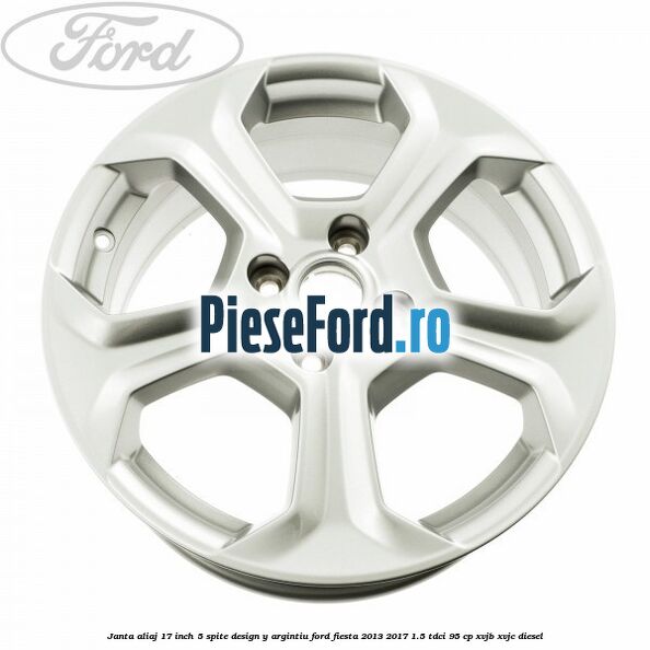 Janta aliaj 17 inch, 5 spite design Y argintiu Ford Fiesta 2013-2017 1.5 TDCi 95 cp XVJB, XVJC diesel