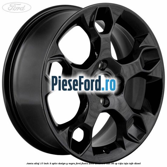 Janta aliaj 17 inch, 5 spite design Y negru Ford Fiesta 2008-2012 1.6 TDCi 95 cp T3JA, TZJA, TZJB diesel