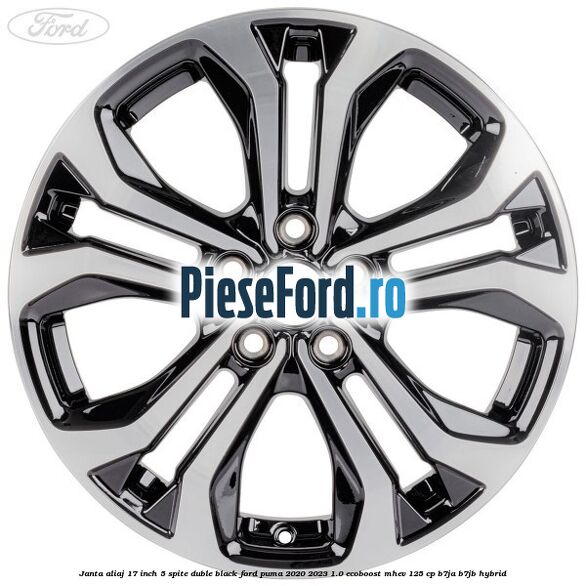 Janta aliaj 17 inch, 5 spite duble black Ford Puma 2020-2023 1.0 EcoBoost mHEV 125 cp B7JA, B7JB Hybrid