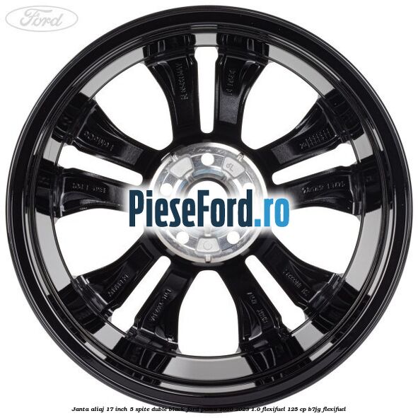 Janta aliaj 17 inch, 5 spite duble black Ford Puma 2020-2023 1.0 Flexifuel 125 cp B7JG Flexifuel