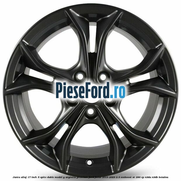 Janta aliaj 17 inch, 5 spite duble model Y argintiu premium Ford Focus 2019-2023 2.3 EcoBoost ST 280 cp N3DA, N3DB benzina