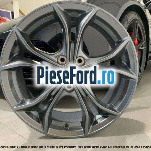 Janta aliaj 17 inch, 5 spite duble model Y gri premium Ford Focus 2019-2023 1.0 EcoBoost 85 cp SFDC benzina