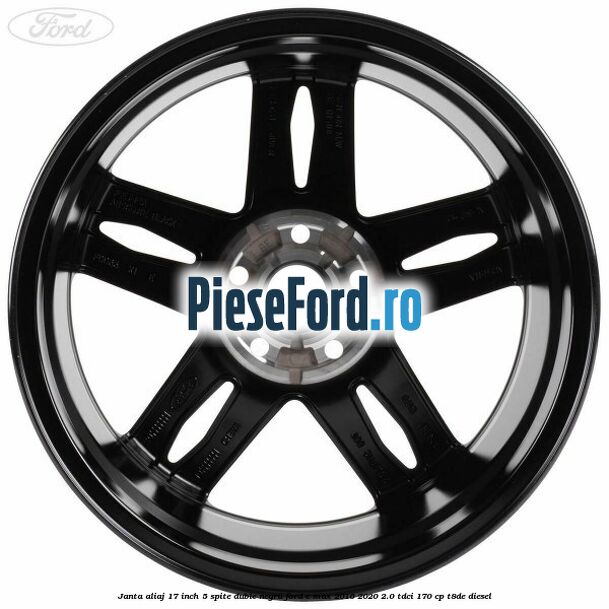 Janta aliaj 17 inch, 5 spite duble negru Ford C-Max 2016-2020 2.0 TDCi 170 cp T8DE diesel