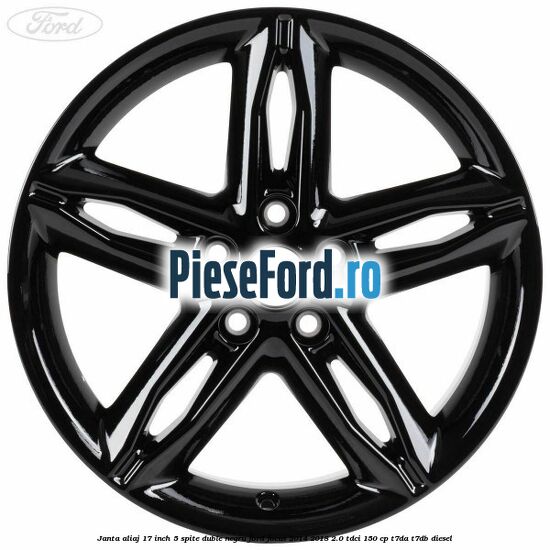 Janta aliaj 17 inch, 5 spite duble negru Ford Focus 2014-2018 2.0 TDCi 150 cp T7DA, T7DB diesel