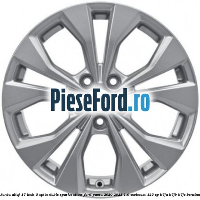 Janta aliaj 17 inch, 5 spite duble sparke silver Ford Puma 2020-2023 1.0 EcoBoost 125 cp B7JA, B7JB, B7JE benzina