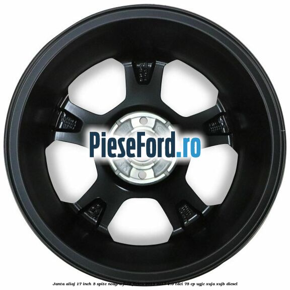 Janta aliaj 17 inch, 5 spite neagra Ford Fiesta 2013-2017 1.5 TDCi 75 cp UGJC, XUJA, XUJB diesel