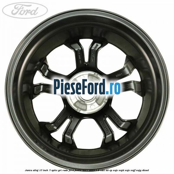 janta aliaj 17 inch, 7 spite gri rado Ford Fiesta 2017-2023 1.5 TDCi 85 cp XUJC, XUJD, XUJE, XUJF, XUJG diesel