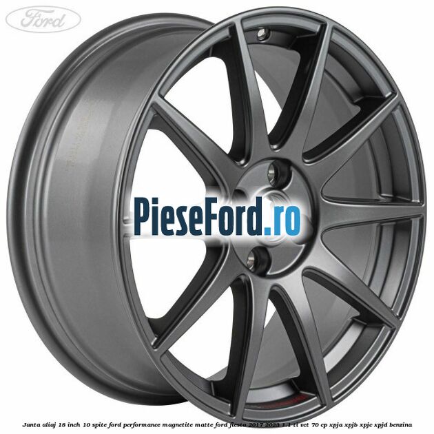 Janta aliaj 18 inch, 10 spite Ford Performance Magnetite Matte Ford Fiesta 2017-2023 1.1 Ti-VCT 70 cp XPJA, XPJB, XPJC, XPJD benzina
