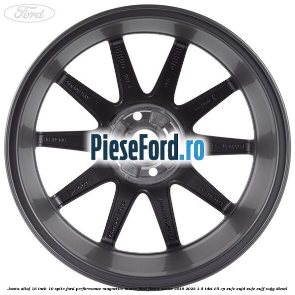 Janta aliaj 18 inch, 10 spite Ford Performance Magnetite Matte Ford Fiesta Active 2018-2023 1.5 TDCi 85 cp XUJC, XUJD, XUJE, XUJF, XUJG diesel