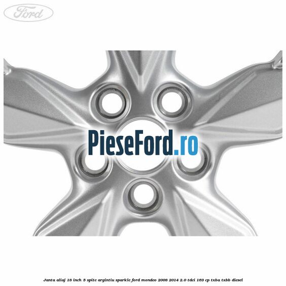 Janta aliaj 18 inch, 5 spite Argintiu Sparkle Ford Mondeo 2008-2014 2.0 TDCi 163 cp TXBA, TXBB diesel