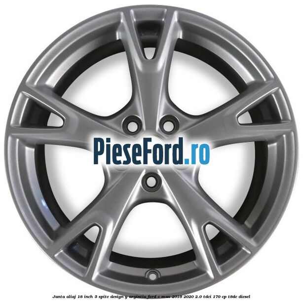 Janta aliaj 18 inch, 5 spite design Y argintiu Ford C-Max 2016-2020 2.0 TDCi 170 cp T8DE diesel