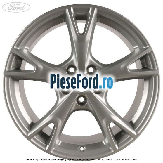 Janta aliaj 18 inch, 5 spite design Y argintiu Ford Focus 2011-2014 1.6 TDCi 115 cp T1DA, T1DB diesel