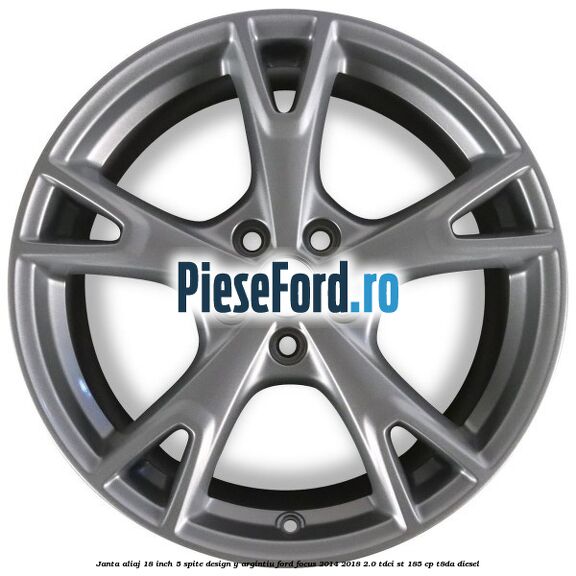 Janta aliaj 18 inch, 5 spite design Y argintiu Ford Focus 2014-2018 2.0 TDCi ST 185 cp T8DA diesel