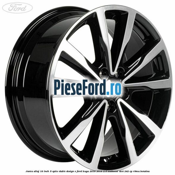 Janta aliaj 18 inch, 5 spite duble design V Ford Kuga 2016-2018 2.0 EcoBoost 4x4 242 cp