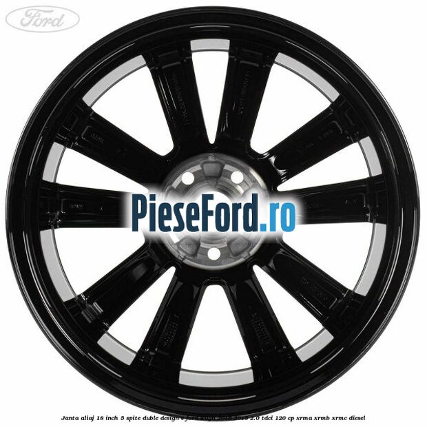 Janta aliaj 18 inch, 5 spite duble design V Ford Kuga 2016-2018 2.0 TDCi 120 cp XRMA, XRMB, XRMC diesel