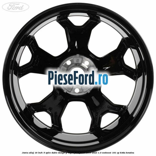 Janta aliaj 18 inch, 5 spite duble design Y negru Ford Focus 2019-2023 1.0 EcoBoost 101 cp B3DA benzina