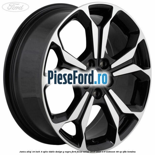 Janta aliaj 18 inch, 5 spite duble design Y negru Ford Focus Active 2019-2023 1.0 EcoBoost 85 cp SFDC benzina