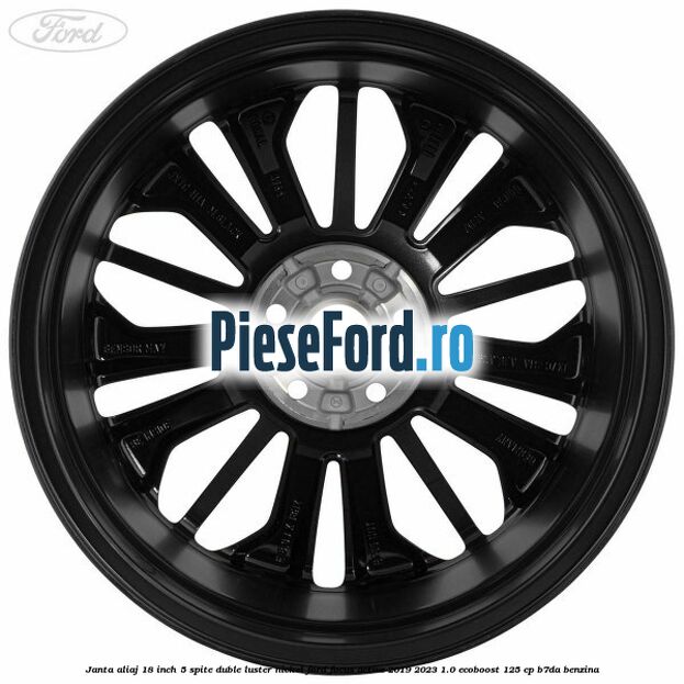 Janta aliaj 18 inch, 5 spite duble luster nickel Ford Focus Active 2019-2023 1.0 EcoBoost 125 cp B7DA benzina