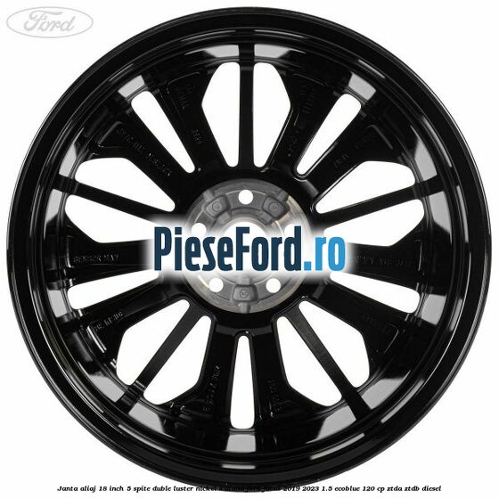 Janta aliaj 18 inch, 5 spite duble luster nickel Katana Ford Focus 2019-2023 1.5 EcoBlue 120 cp ZTDA, ZTDB diesel