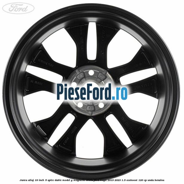 Janta aliaj 18 inch, 5 spite duble model Y magnetic sticla Ford Kuga 2019-2023 1.5 EcoBoost 120 cp UNDA benzina