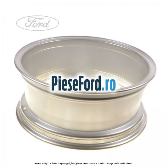 Janta aliaj 18 inch, 5 spite gri Ford Focus 2011-2014 1.6 TDCi 115 cp T1DA, T1DB diesel