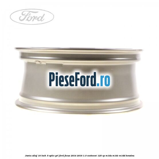 Janta aliaj 18 inch, 5 spite gri Ford Focus 2014-2018 1.0 EcoBoost 125 cp M1DA, M1DC, M1DD benzina