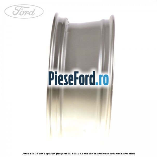 Janta aliaj 18 inch, 5 spite gri Ford Focus 2014-2018 1.5 TDCi 120 cp XWDA, XWDB, XWDC, XWDD, XWDE diesel