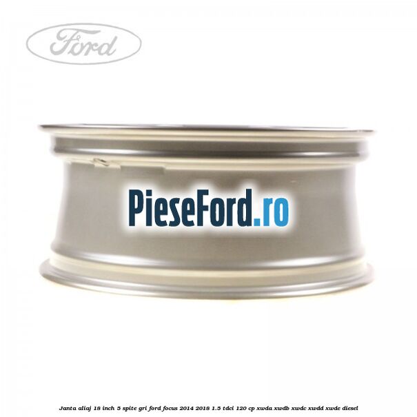 Janta aliaj 18 inch, 5 spite gri Ford Focus 2014-2018 1.5 TDCi 120 cp XWDA, XWDB, XWDC, XWDD, XWDE diesel