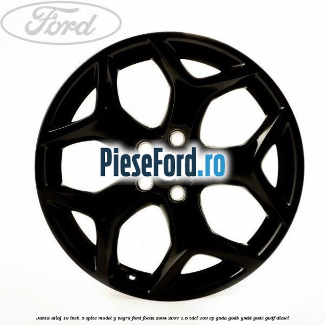 Janta Aliaj 18 inch, 5 spite model Y negru Ford Focus 2004-2007 1.6 TDCi 109 cp G8DA, G8DB, G8DD, G8DE, G8DF diesel