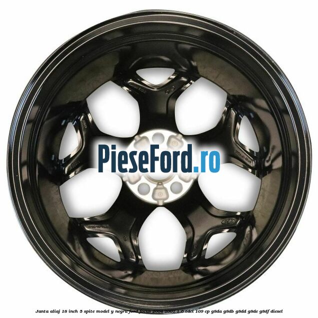 Janta Aliaj 18 inch, 5 spite model Y negru Ford Focus 2004-2007 1.6 TDCi 109 cp G8DA, G8DB, G8DD, G8DE, G8DF diesel