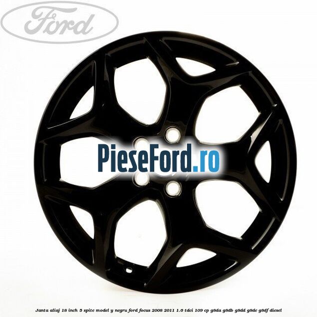 Janta Aliaj 18 inch, 5 spite model Y negru Ford Focus 2008-2011 1.6 TDCi 109 cp G8DA, G8DB, G8DD, G8DE, G8DF diesel
