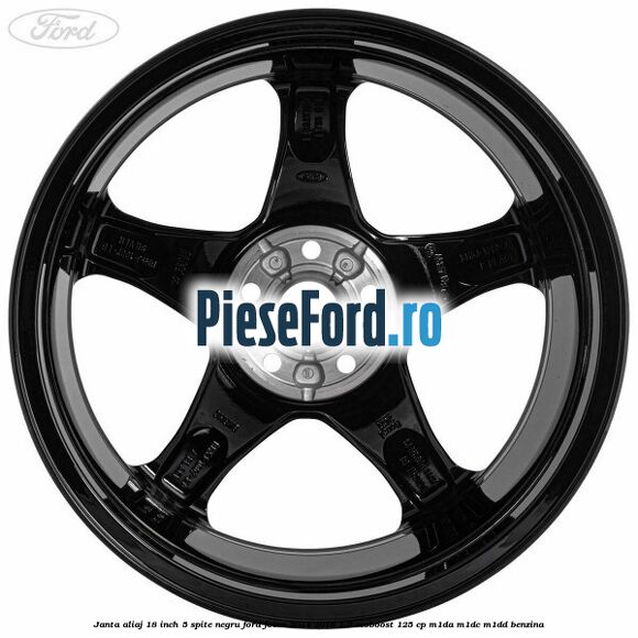 Janta aliaj 18 inch, 5 spite Negru Ford Focus 2014-2018 1.0 EcoBoost 125 cp M1DA, M1DC, M1DD benzina
