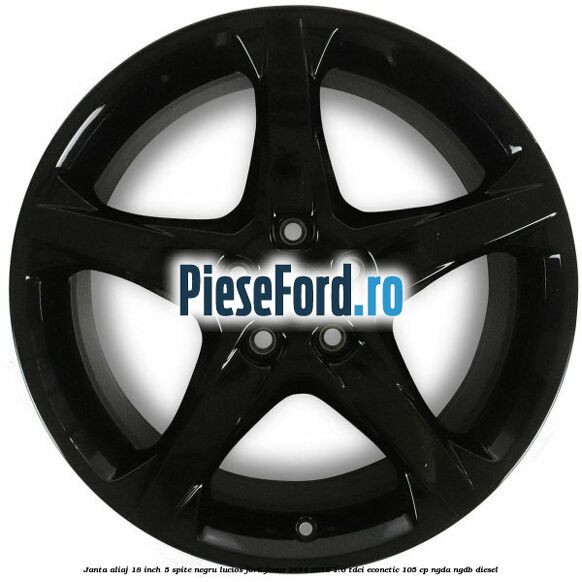 Janta aliaj 18 inch, 5 spite negru lucios Ford Focus 2014-2018 1.6 TDCi ECOnetic 105 cp NGDA, NGDB diesel