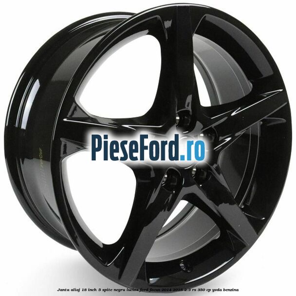 Janta aliaj 18 inch, 5 spite negru lucios Ford Focus 2014-2018 2.3 RS 350 cp YVDA benzina