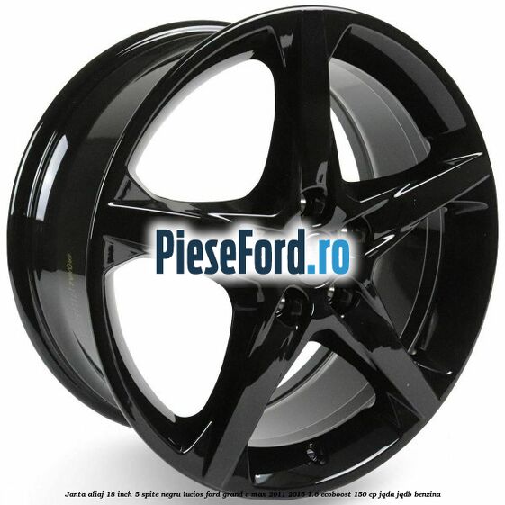 Janta aliaj 18 inch, 5 spite negru lucios Ford Grand C-Max 2011-2015 1.6 EcoBoost 150 cp JQDA, JQDB benzina