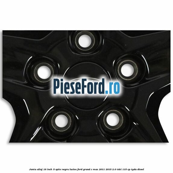 Janta aliaj 18 inch, 5 spite negru lucios Ford Grand C-Max 2011-2015 2.0 TDCi 115 cp TYDA diesel