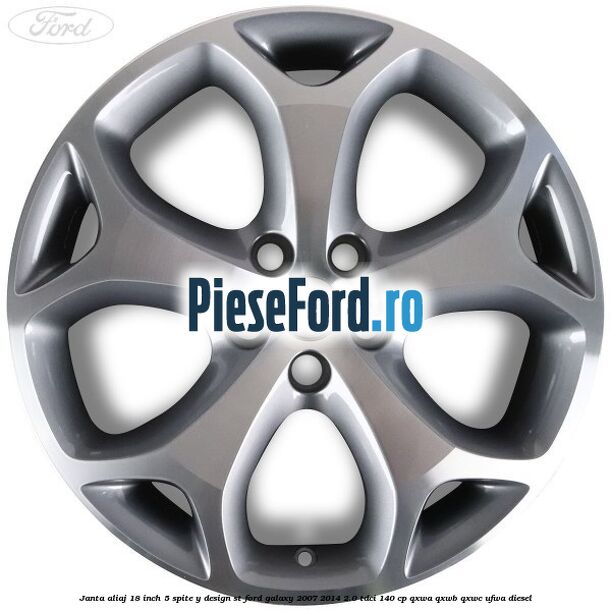 Janta aliaj 18 inch, 5 spite, Y design ST Ford Galaxy 2007-2014 2.0 TDCi 140 cp QXWA, QXWB, QXWC, UFWA diesel