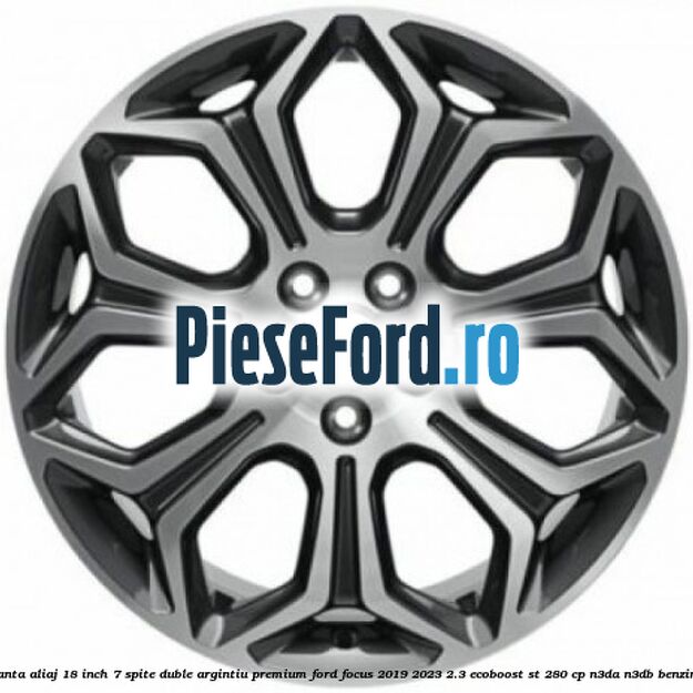 Janta aliaj 18 inch, 7 spite duble argintiu premium Ford Focus 2019-2023 2.3 EcoBoost ST 280 cp N3DA, N3DB benzina