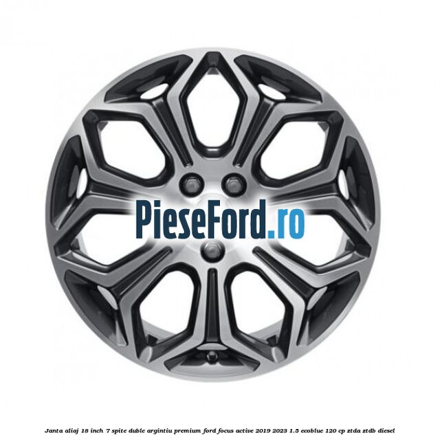 Janta aliaj 18 inch, 7 spite duble argintiu premium Ford Focus Active 2019-2023 1.5 EcoBlue 120 cp ZTDA, ZTDB diesel